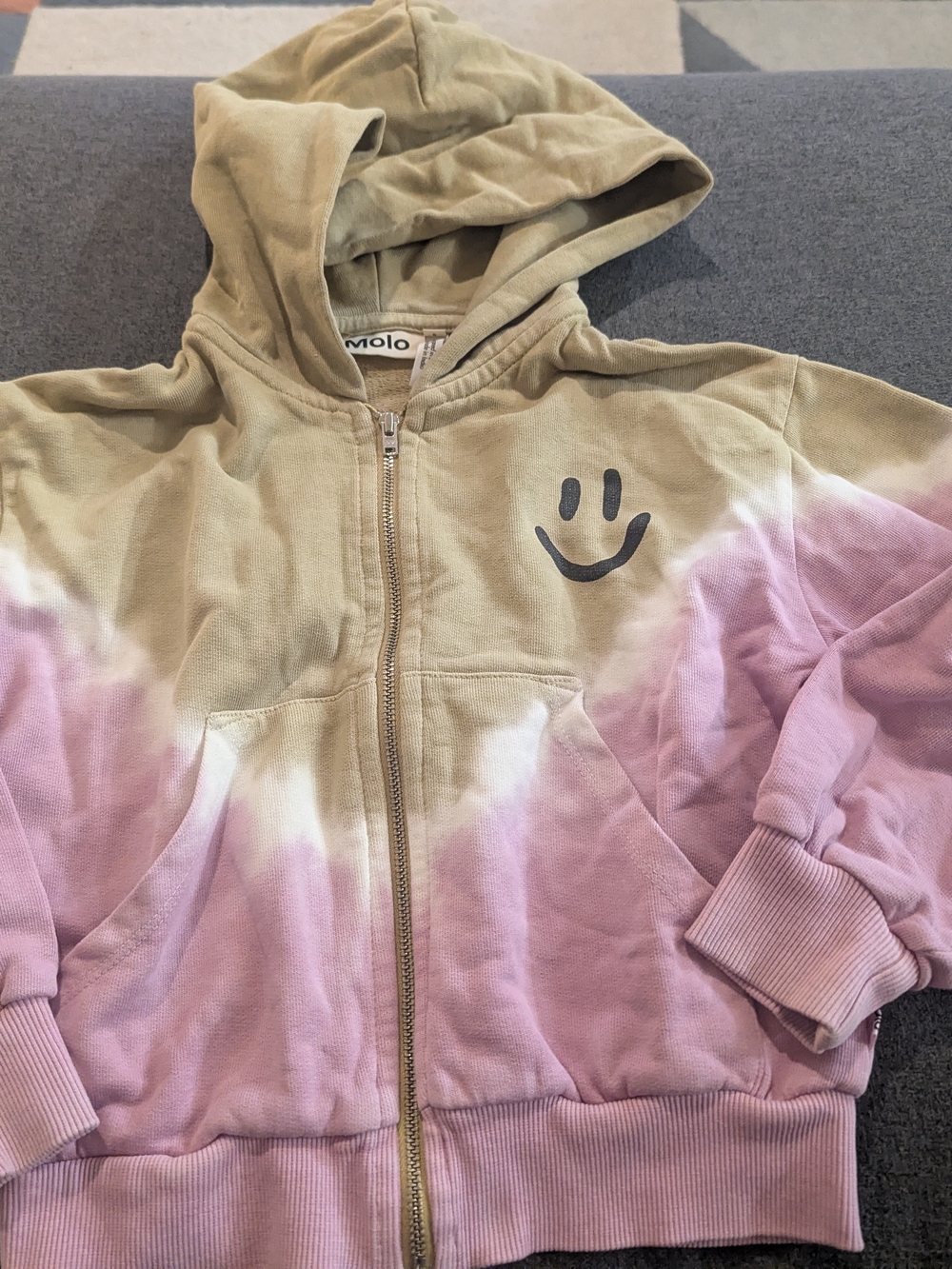 Molo Pink & Tan Tie-Dye Smiley Zip Hoodie